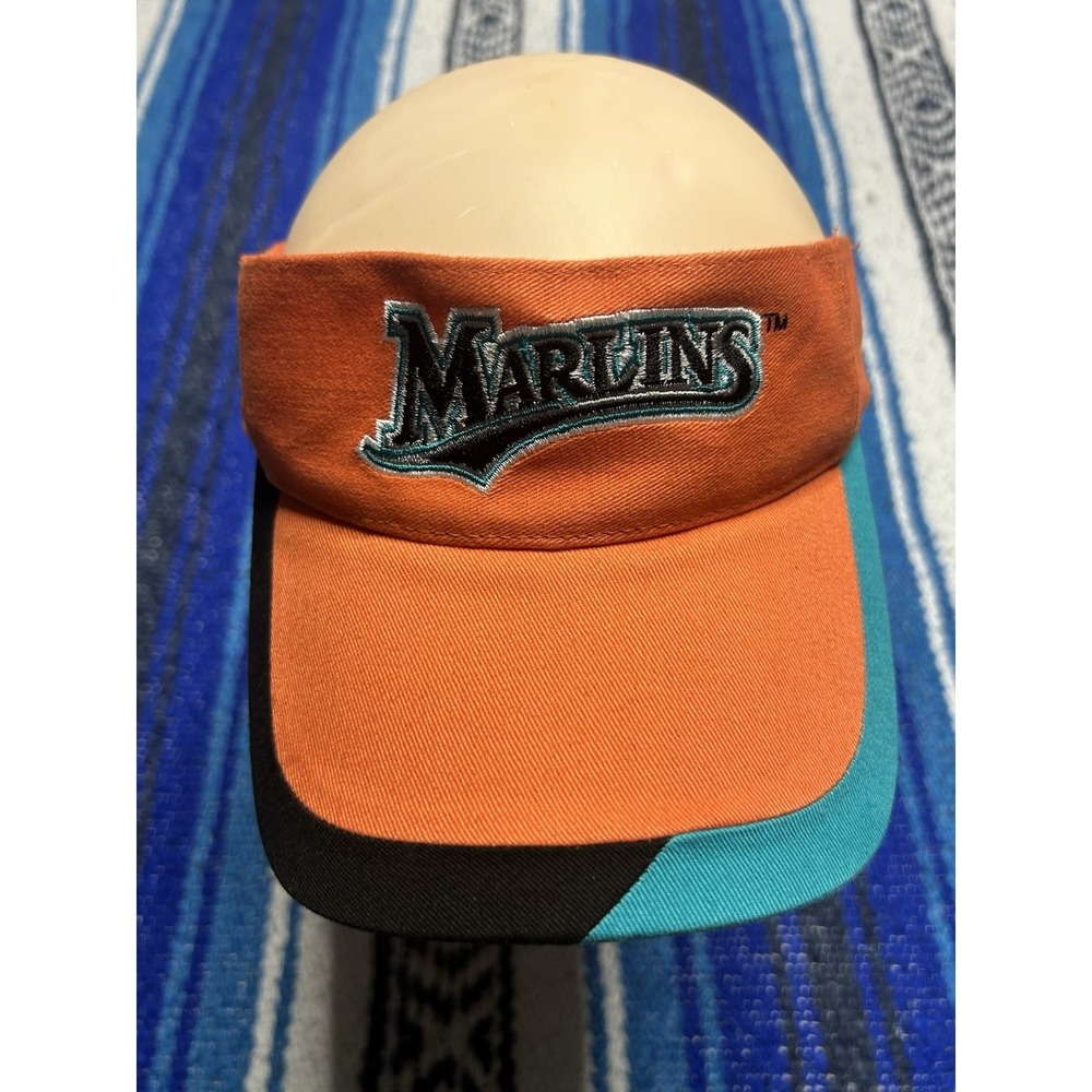 Y2K Miami Marlins MLB Baseball Visor Adjustable Budweiser Game Time Orange Teal